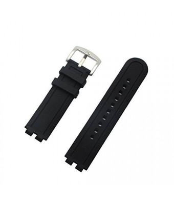 Ritche Black Rubber Silicone Divers Replacement Watch Strap / Band - Fits the Pebble Steel (Sliver Clasp)