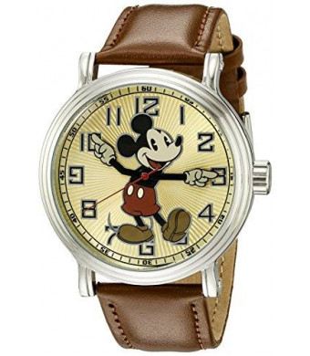 Disney Men's W002419 Mickey Mouse Analog Display Analog Quartz Brown Watch