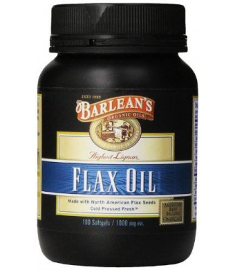 3M Barlean's Organic Oils High Lignan Flax Oil Softgels, 100 Count Bottle, 1000 mg ea.