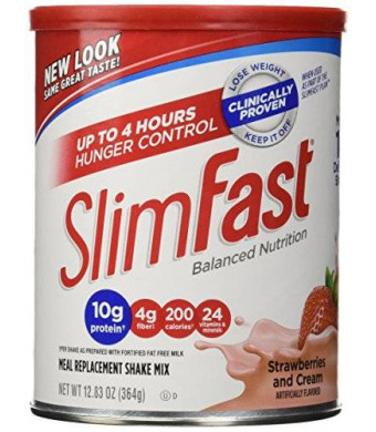 Slim-Fast SlimFast Powder Shake Mix, Strawberries and Cream, 12.83 oz