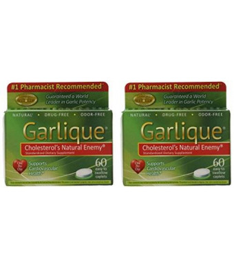 Garlique Dietary Supplement Caplets, 60-Count Packages (Pack of 2)