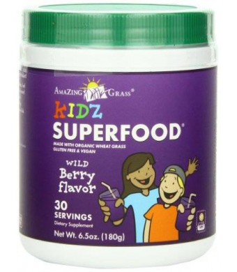 Amazing Grass Kidz SuperFood Powder, Wild Berry Flavor, 6.35-Ounce Canister