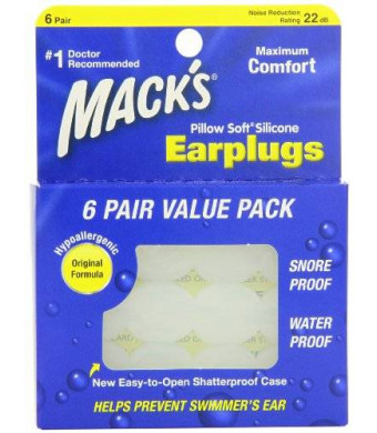 Mack's Macks Pillow Soft Silicone Earplugs Value Pack, 6-Count (Pack of 2)