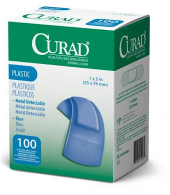 Curad Woven Blue Detectable Bandage, 100-Count (Pack of 2)