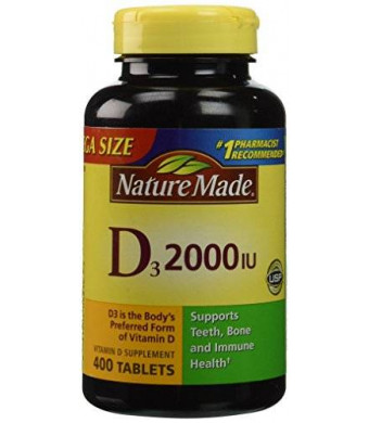 Nature Made Vitamin D3 2000 I.U. 400 Tablets Value Size