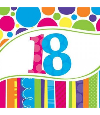 Creative Converting 18 Count Bright and Bold 18th Birthday Lunch Napkins,