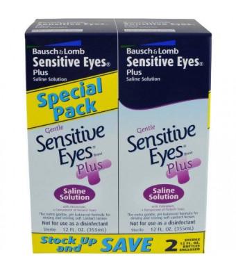 Sensitive Eyes Plus Saline Solution, 12 Fluid Ounce (Pack of 2)