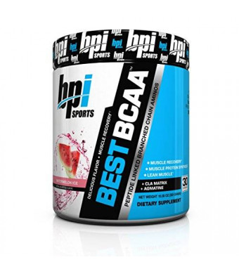 BPI Sports Best BCAA Peptide Linked Branched Chain Amino Energy Powder, Watermelon Ice, 10.58-Ounce