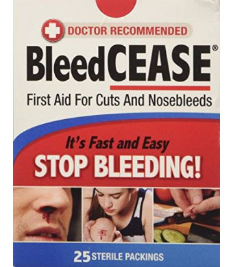 Bleed Arrest Bleedcease First Aid for Cuts and Nosebleeds Sterile Packings - 25 Ea