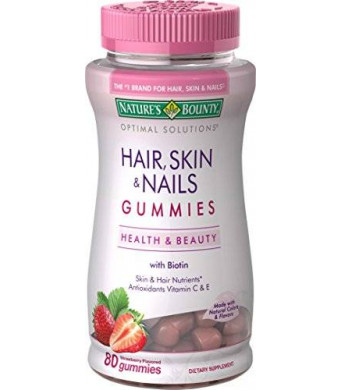 Nature's Bounty Optimal Solutions Hair, Skin and Nails Gummies, 80 Count (Pack of 3)