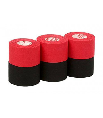 Mueller Athletic Tape Sports Tape, Red and Black 6 rolls