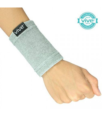 Bamboo Wrist Support by Vive - Antimicrobial Wristband / Sweatband - Best Compression Wrist Wrap for Arthritis