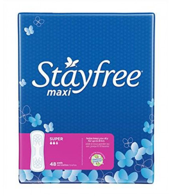 Stayfree Maxi Pads Super, 48 Count