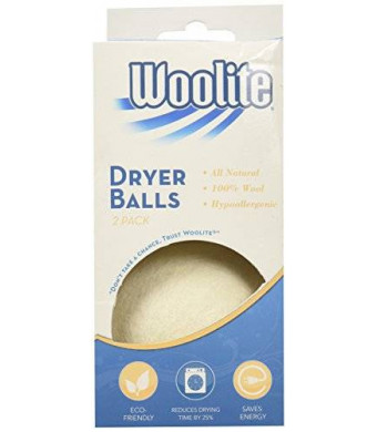 Woolite 2-Pack 100% Premium Wool Dryer Balls Large, Handmade, Eco-friendly, All-Natural Fabric Softener-White