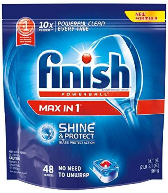 Finish Powerball Tabs Automatic Dishwasher Detergent, Shine and Protect Max in 1, 48 Count