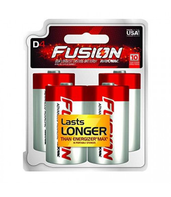 FUSION by Rayovac High-Performance D Alkaline Batteries, 4-count