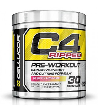 Cellucor C4 Ripped Preworkout Thermogenic Fat Burner Powder, Preworkout Energy, Weight Loss, 30 Servings, Cherry Limeade
