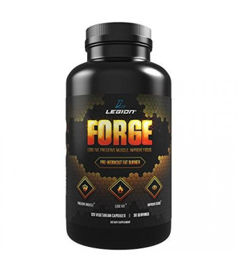 LEGION FORGE Pre-Workout Fat Burner Supplement for Losing Fat, Preserving Muscle, and Energizing Your Workouts - 120 Capsules, 30 Servings