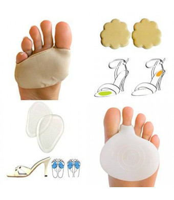 LifeLux Ball Of Foot Cushions Pain Relief Value Pack. 2 Gel Spandex Metatarsal Pads / Cushions Help Prevent Ball Of Foot Pain