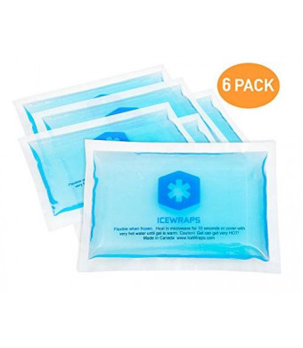 6 Reusable Extra Small 3x5 Hot Cold Packs Microwavable Gel Packs for Pain Relief, Ice Packs for First Aid by IceWraps (6 Pack, Blue)