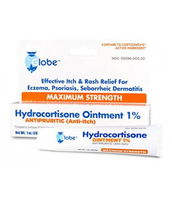 Globe Pharmacy Hydrocortisone Maximum Strength Ointment 1%, USP 1 oz (Compare to Cortizone-10) (1 Tube)