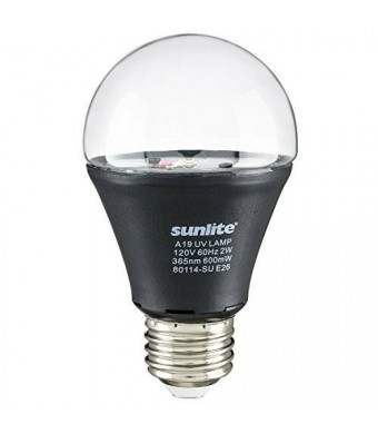 Sunlite A19/LED/2W/BLB LED UV 2W A19 Blacklight Blue Bulb with E26 Medium Base