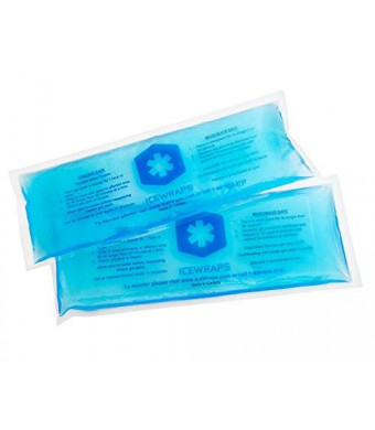2 Reusable Hot or Cold Gel Packs 4x10 Hot Packs Microwavable, Ice Packs for First Aid, Lunchbox, Coolers, or Pain Relief by IceWraps (2 Pack, Blue)