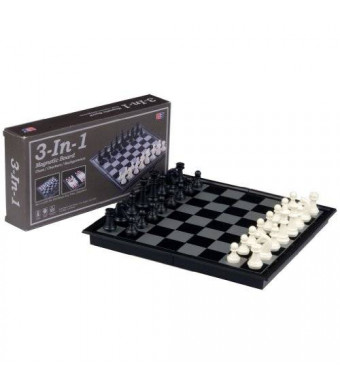 Yellow Mountain Imports 3 in 1 Travel Magnetic Chess, Checkers and Backgammon Set - 9.75''