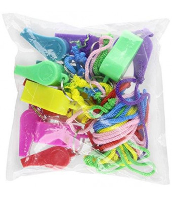 Rhode Island Novelty 12 Neon Plastic Whistle Necklaces on Nylon Braided Cord