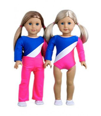 DreamWorld Collections Olympic Gymnast - 3 piece outfit includes gymnastic leotard, warmup pants and white shoes - Clothes for 18 inch Dolls