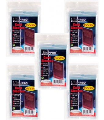 500 Ultra Pro Soft Card Sleeves/Penny Sleeves (5 Sealed Packs) - Standard Size 2 5/8 x 3 5/8, NO PVC