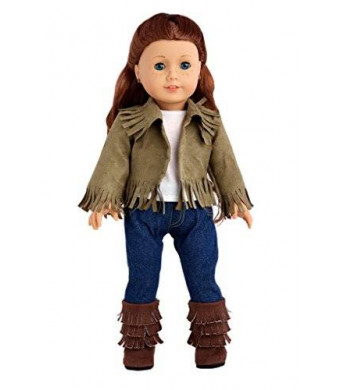 DreamWorld Collections Siege Jacket - 4 piece outfit includes jacket, tank top, skinny jeans and boots - American Girl Doll Clothes