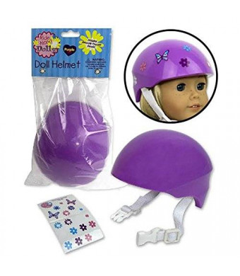 Dress Along Dolly Doll Bike Helmet - Purple Bike Helmet with Easy Strap and Decorate Yourself Decals - Fits American Girl