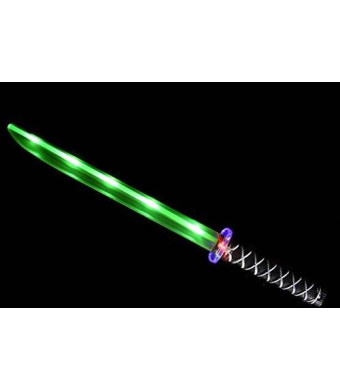 Ninja Sword Toy Light-Up (LED) Deluxe with Motion Activated Clanging Sounds – GREEN -in a Gift Ready Packaging and separate sound control
