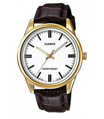 Casio MTP-V005GL-7A Men's Gold Tone Brown Leather Watch