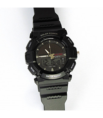 Men's Solar Sport Watch LED/ Quartz Combo Shock and Water Resistant SSW3 ricco power watch