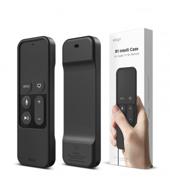 elago R1 Intelli Case for apple TV Remote [MAGNET TECHNOLOGY] [LANYARD INCLUDED] - Black