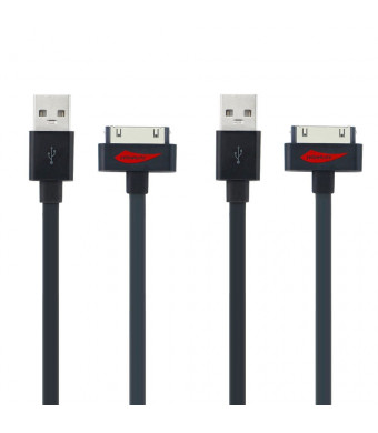 WonderfulDirect 2 PCS Apple MFI Certified 3.3ft Premium 30 pin USB Sync and Charging Cable for iPhone 4 / 4S iPad 