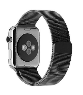 Apple Watch Band, JETech 38mm Milanese Loop Stainless Steel Bracelet Strap Band for Apple Watch 38mm All Models No Buckle Needed (Black)