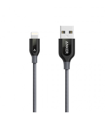 Anker PowerLine+ Lightning Cable (3ft) Durable and Fast Charging Cable [Double Braided Nylon] for iPhone, iPad and More(Gray)