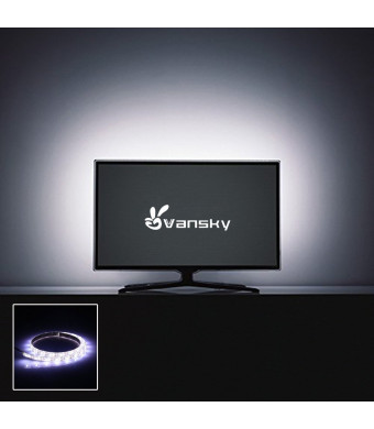 Vansky Bias Lighting for HDTV USB LED Strip Normal Bright White Backlight Kit for Flat Screen TV LCD, Desktop PC (Reduce eye fatigue and increase image clarity)
