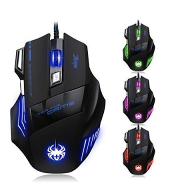 [New Version] Zelotes 7200 DPI 7 Buttons LED Optical USB Wired Gaming Mouse Mice for Gamer PC MAC