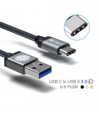 Type C, iOrange-E USB C to USB 3.0 (USB 3.1 Gen 1) 6.6 Ft Braided Cable for Apple Macbook 12", Nexus 6P, 5X, Pixel, OnePlus 2, Asus Zen AiO and Other USB C Devices, Black