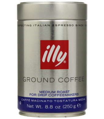 illy, Ground Coffee Drip Grind (Medium Roast, Blue Band), 8.8 Ounce Tin