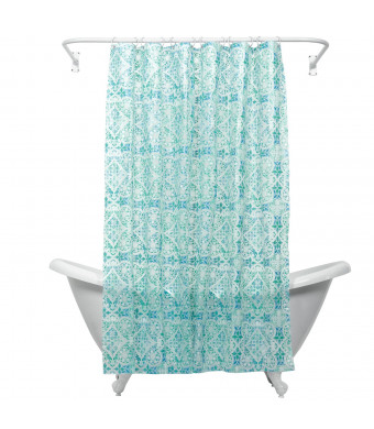 ZPC Zenith Products Zenna Home, India Ink Morocco Peva Shower Curtain Liner, Teal