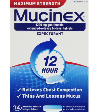 Mucinex Maximum Strength Extended-Release Bi-Layer Tablets, 14 Count