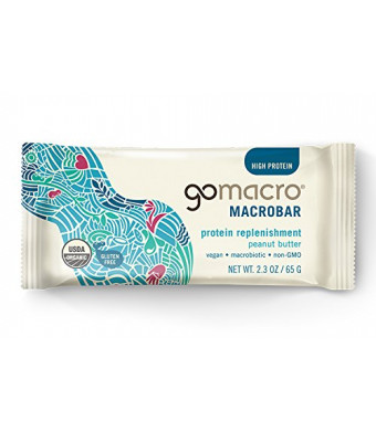  GoMacro MacroBar Organic Vegan Protein Bars, Peanut Butter, 3 Ounce Bars (Pack of 12)