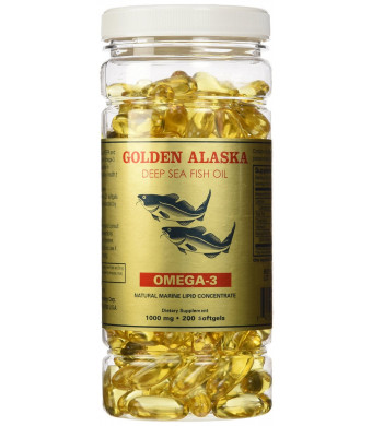 Golden Alaska Deep Sea Fish Oil Omega-3, 1000 Mg, 200 Capsules