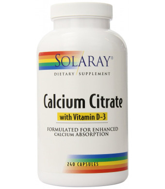 Solaray Calcium Citrate with Vitamin D-3 Capsules, 1000mg, 240 Count