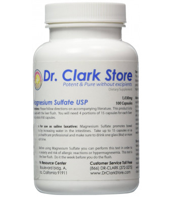 Dr Clark Store Magnesium Sulfate USP (Epsom Salts), 1030mg, 100 capsules